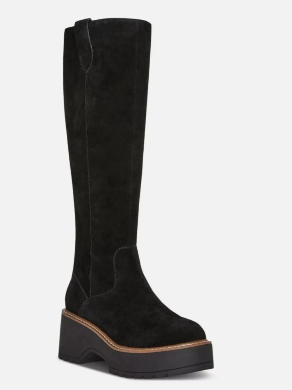 Aqua College Womens Gina Platform Boots Black Suede 9.5M - Picture 1 of 4